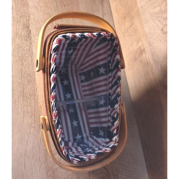 Longaberger Square Basket With Patriotic Liner & Plastic Protector - Picture 2 of 12